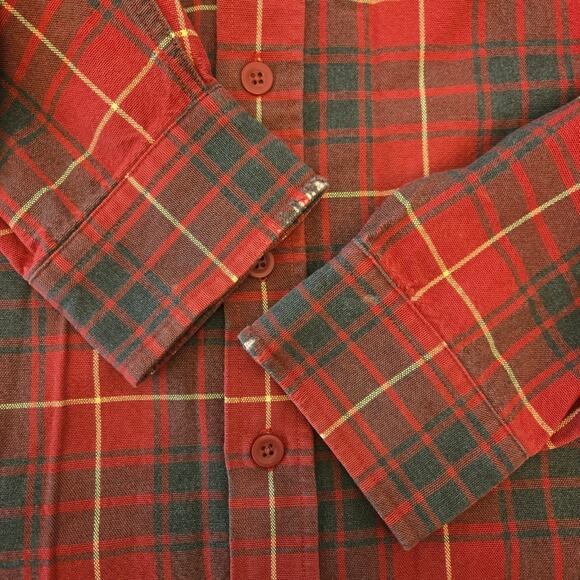 L.L.Bean Men's Heavy Weight Cotton Plaid Shirt Red Size L Tall - Picture 9 of 11